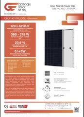 375 Watt A+ Half Cut Monokristal Perc Yeni Nesil Güneş (Solar) Panel 9BB