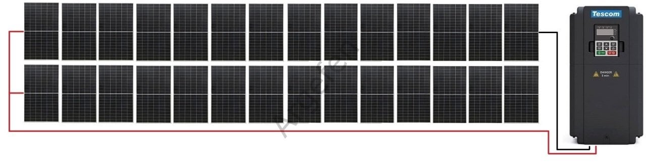 7.5 kW 7500 Watt 10Hp 3 Faz Sürücü 12.600W Güneş Paneli Sulama Paket-14