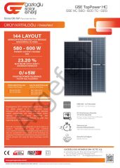 GAZİOĞLU SOLAR 595 Watt A+ Half Cut Monokristal Perc TOPCON  Yeni Nesil Güneş (Solar) Panel