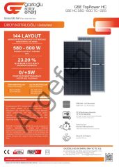 GAZİOĞLU SOLAR 600 Watt A+ Half Cut Monokristal Perc TOPCON  Yeni Nesil Güneş (Solar) Panel
